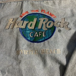 Giacca jeans Hard Rock Cafe blu uomo grande vintage ricamata mirto spiaggia SC - Foto 1 di 8