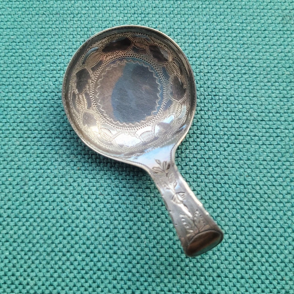 1810 Georgian Sterling Silver Caddy Spoon, Birmingham, Bright-Cut Engraved - Image 1 of 4