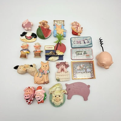 Lote De 18 Imanes De Refrigerador Vintage Cerdos Y Cerdo Botella De Vino Abridor De Corcho Foto 1 de 4
