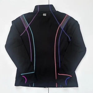 Fila Sport Track Jacket Women Size L Black Multi Color Stitching Zip Up Pockets - Picture 1 of 10
