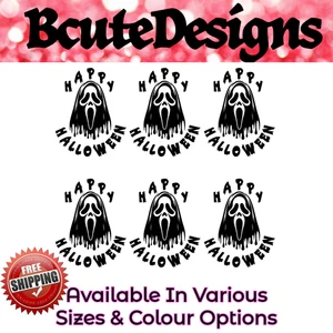 HAPPY HALLOWEEN SCHREI VINYL AUFKLEBER TRANSFER AUFKLEBER PARTY BALLONS FENSTER x6 - Bild 1 von 4