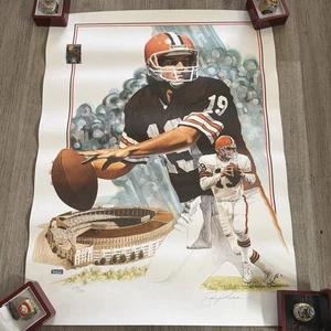 Bernie Kosar Signed By Gary Thomas LITHOGRAPH Quaterback Club Poster 24x18” NFL - Picture 1 of 6
