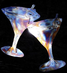 VASOS MARTINI Cóctel Metal Pared Acento Arte Decoración - Imagen 1 de 1