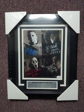 Kane HODDER Nick CASTLE JACKSON TODD Signed HORROR ICONS 8x10 Photo Framed JSA