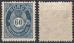 1674 Norway 1898-08, NK 84y Posthorn 60-øre MH, MI 61, SC #58. - Picture 1 of 1