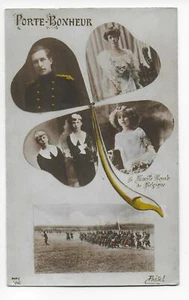 WWI 1915 Belgium Royal Family Good Luck Clover Postcard Police Commissioner - Picture 1 of 1