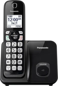 Teléfono inalámbrico Panasonic con bloque de llamadas avanzado, identificador de llamadas bilingüe negro - Imagen 1 de 4