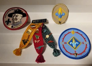 Vintage BSA Cub Scout WEBELOS Tricolor Shoulder Ribbon 14 Activity Pins 3 Patchs - Picture 1 of 5