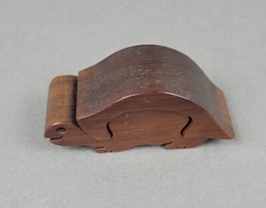 VTG 2 Piece Interlocking Handmade Wood Turtle Hidden Pocket Trinket Keepsake Box - Picture 1 of 18