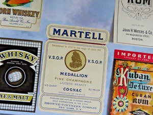 Lot of Vintage ADULT BEVERAGE LABELS*WHISKEY RUM etc *New Old Stock NOS (M15-11) - Picture 1 of 2