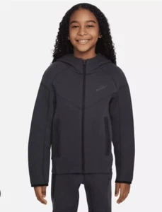 Nike Sportswear Tech Fleece Full-Zip Hoodie Grey Kids Sizes FD3285-060 - Picture 1 of 3