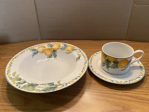 Julie Pople Country Fruit Avon 1 Soup/Cereal Bowl 9” & 1 Cup & Saucer - Picture 1 of 11