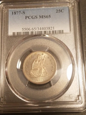 1877-S Seated Liberty Quarter * PCGS MS65 *PCGS Population 40 * Only 28 Higher Cover