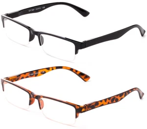 Classic Reading Glasses Half Rimmed Stylish Spring Hinged Men Women Reader - Picture 1 of 7