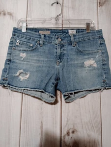 Pantalones Cortos AG Adriano Goldscheid Damas 28 The Carrie Denim Envejecido Lavado Ligero - Imagen 1 de 6