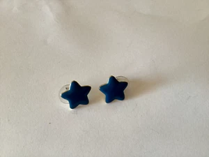 BLUE Star Dyed Agate Gold Tone Stud Earrings - Picture 1 of 2