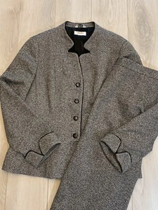 Talbots grau Tweed kragenlos Jacke und Bleistift Midirock Anzug Set Gr. 12 - Bild 1 von 12