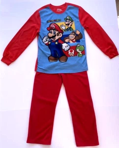 Super Mario Flame Resistant 2Pc Pajamas Size 10/12 (Boys 8 Pant 21" inseam) EUC! - Picture 1 of 7