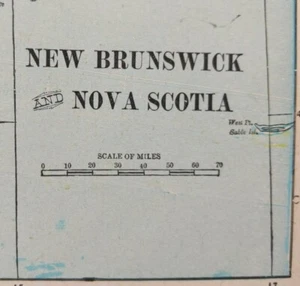 Vintage 1902 NEW BRUNSWICK NOVA SCOTIA CANADA Map 14"x11" ~ Old Antique Original - Picture 1 of 9