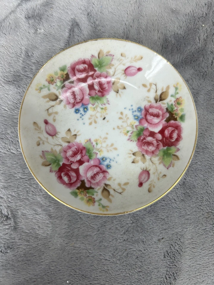 One E W Princess China Feito no Japão 4" Prato de Pires com Designs de Rosa - Imagem 1 de 4