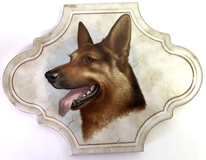 Deutscher Schäferhund Fliesenuntersetzer hängend Made in Italy 8" x 6" dekorativ - Bild 1 von 7