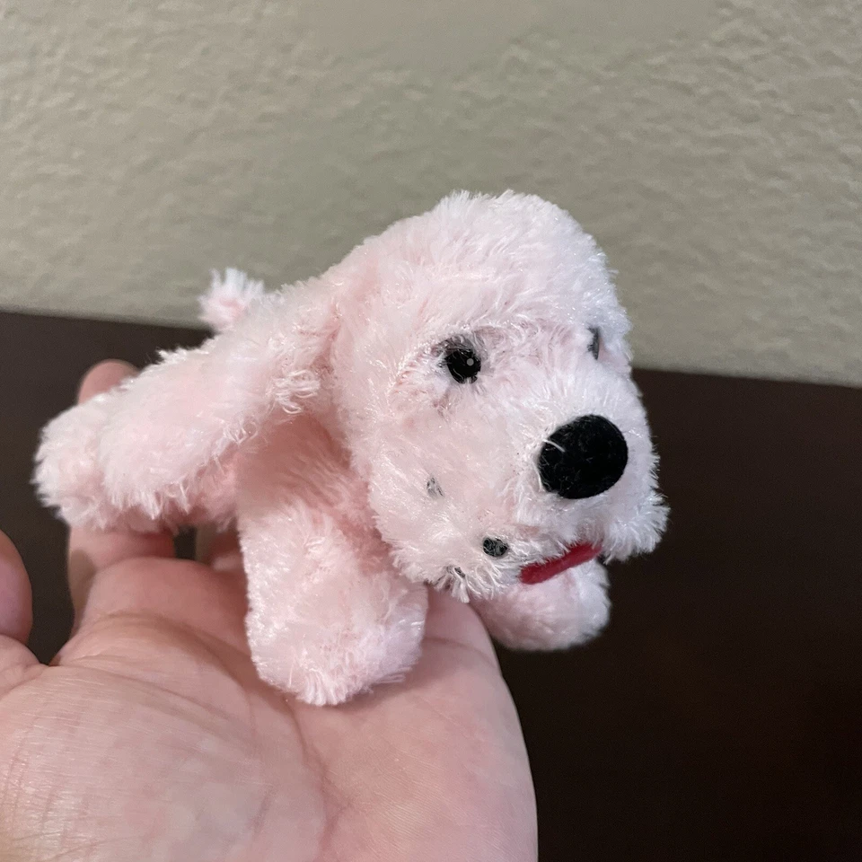 Vintage Mini Dog Plush Pink Kiss me Heart Aurora Valentine's Day Love - Image 1 of 4