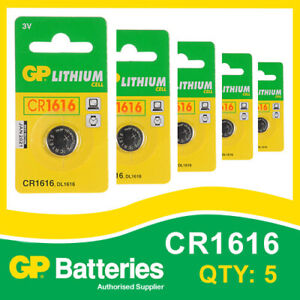GP Lithium Button Battery CR1616 (DL1616) card of 5 [WATCH & CALCULATOR + OTHER]