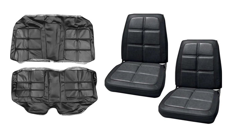 KIT DE TAPICERÍA COMPLETO ASIENTO NEGRO ESTÁNDAR CARGADOR DODGE CARROCERÍA MOPAR B 1969 Foto 1 de 1