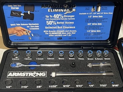 NOS Armstrong 1/4 Eliminator 14 Piece metric Socket Set Made In Usa 42-221￼ ￼ - Image 1 of 4