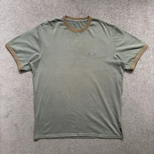 Vintage 00s Rusty Surfboards Ringer T-Shirt Short Sleeve (M) Green / Brown - Picture 1 of 5