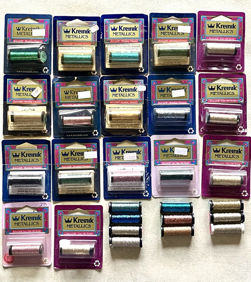 Lot (27) of Kreinik #4, #8, #12 METALLIC BRAID + BLENDING FILAMENT Needlework - Image 1 of 4