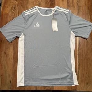 Adidas Boys Entrada 18 Jersey Tee XL Light Grey/White NWT - Picture 1 of 3