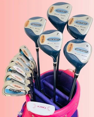 Damen Wilson Schläger Set 1W 3W 5W 7W 9W 5-9i Pw Sw PT 12-teilig RH Women PRO STAFF - Bild 1 von 4