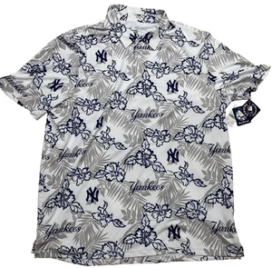 Reyn Spooner XL X-Large New York Yankees Performance Fabric Hawaiian Polo Men's - Picture 1 of 12