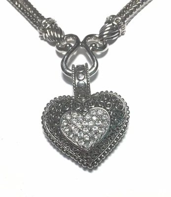 Collar Colgante Corazón Cristal Lia Sophia 'Polvo de Amor' Tono Plata Doble Hilo Foto 1 de 4