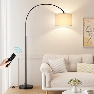 Ambimall 70" Dimmable Arc Floor Lamp with Remote, Color Deep Beige and Black - Picture 1 of 7