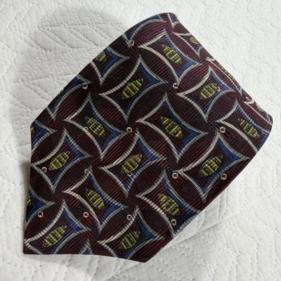 Галстук мужской Robert Talbott Nordstrom удлиненный 100% шелк бордовый синий геометрический - Изображение 1 из 4