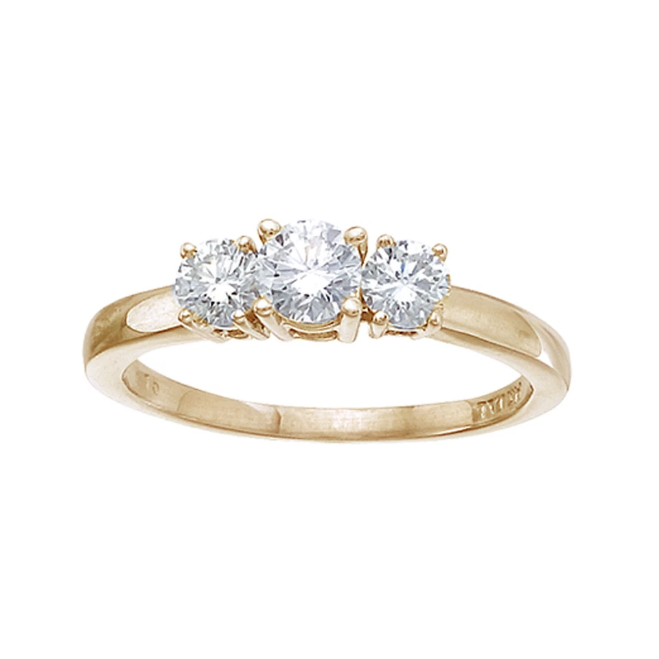 14k Yellow Gold 0.75 Ct Three Stone Diamond Ring - Image 1 of 2