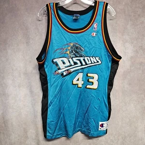 Rare Vintage 90s Champion NBA Detroit Pistons Grant Long 43 Jersey Mens 44 L - Picture 1 of 8