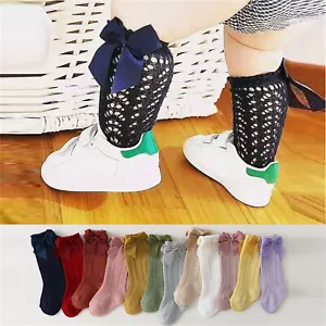 Baby Infants Toddlers Girls Knee High Socks Bow Long Stockings School Leggings - Picture 1 of 43
