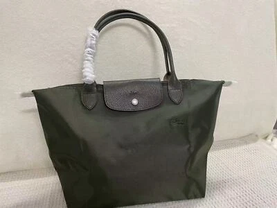 LONCHAM Longcham Le Plage Tote Bag Nylon 1899 Large in Green with Horse Embroidery