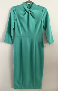 Donna Morgan Krepp Etuikleid Twist Front Schlüsselloch Ausschnitt Größe 2 Neu mit Etikett - Bild 1 von 4