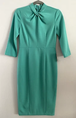 Vestido Vaina Donna Morgan Crepe Torcido Frontal Cerradura Cuello Talla 2 Nuevo con Etiquetas Foto 1 de 4