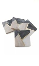 THIRSTYSTONE Set of 4 Geometric Color Block Marble Coasters. New.