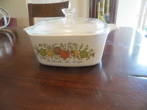 Le Persil La Sauge Spice of life pattern vtg.CorningWare Porcelain 2 QT.Dish - Picture 1 of 9
