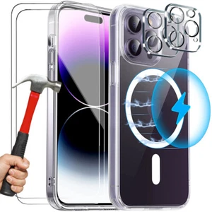 Coque pour iPhone 16 16e 15 14 13 12 11 Magnétique+2 Vitre écran+ 1 Verre Caméra - Photo 1/17