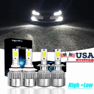 Combo 9005 HB3 H7 LED Headlight Bulbs Kit High&Low Beam Canbus 110W 6000K White - Picture 1 of 11