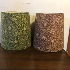 Pair Of Burgundy/gold Green/gold Lamp Shades. - Picture 1 of 11