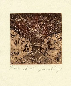 Diva, Original Surrealistic Etching Ex libris Art Print, Lubov Abramova, Belarus - Picture 1 of 1