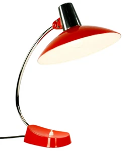 Helo Schreibtisch Leuchte orangerot & chrom Designer Lampe Vintage 60er 70er - Bild 1 von 10